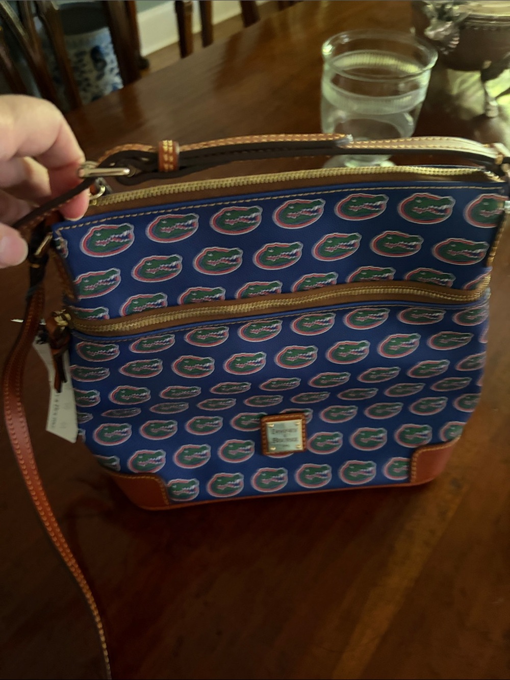 Dooney & Bourke Navy Blue Florida Gators Crossbody Bag with Brown Trim - Picture 3 of 5